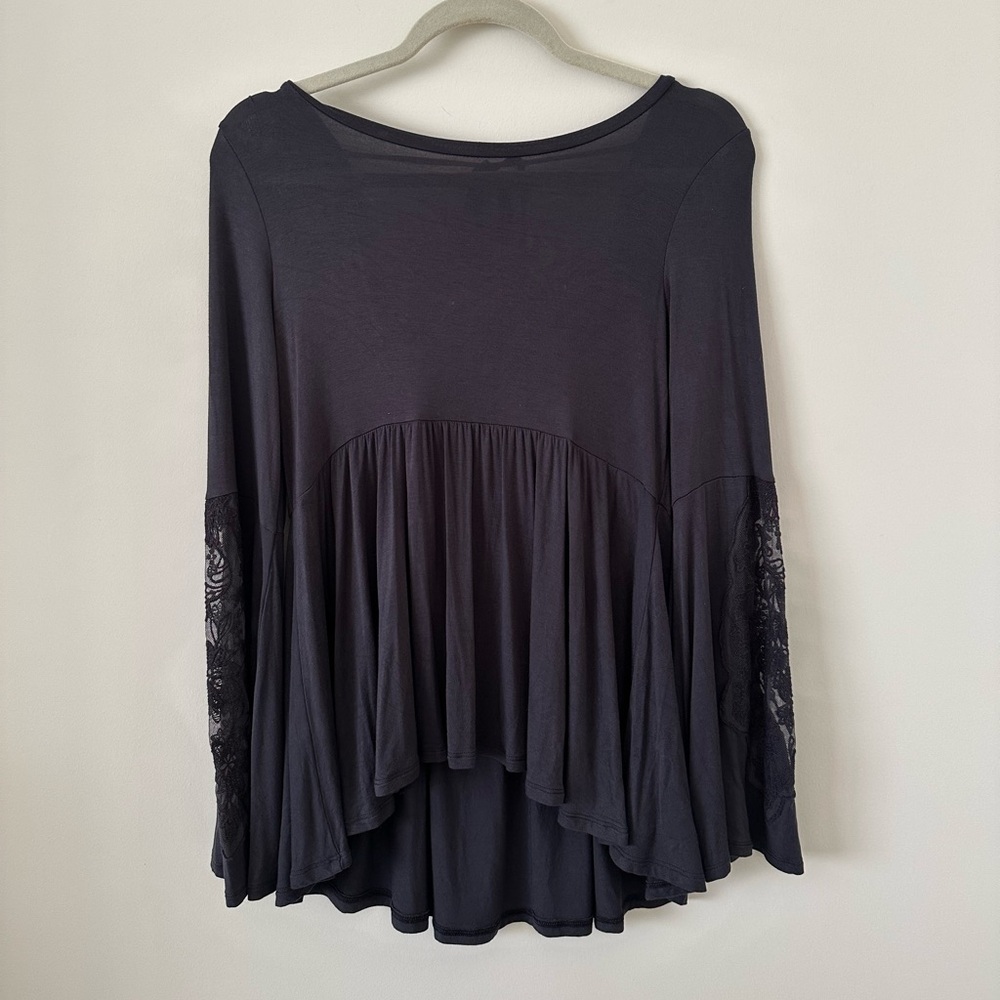 Soft & Sexy Charcoal Gray Long Sleeve Open Back Long Lacey Sleeve Size Small